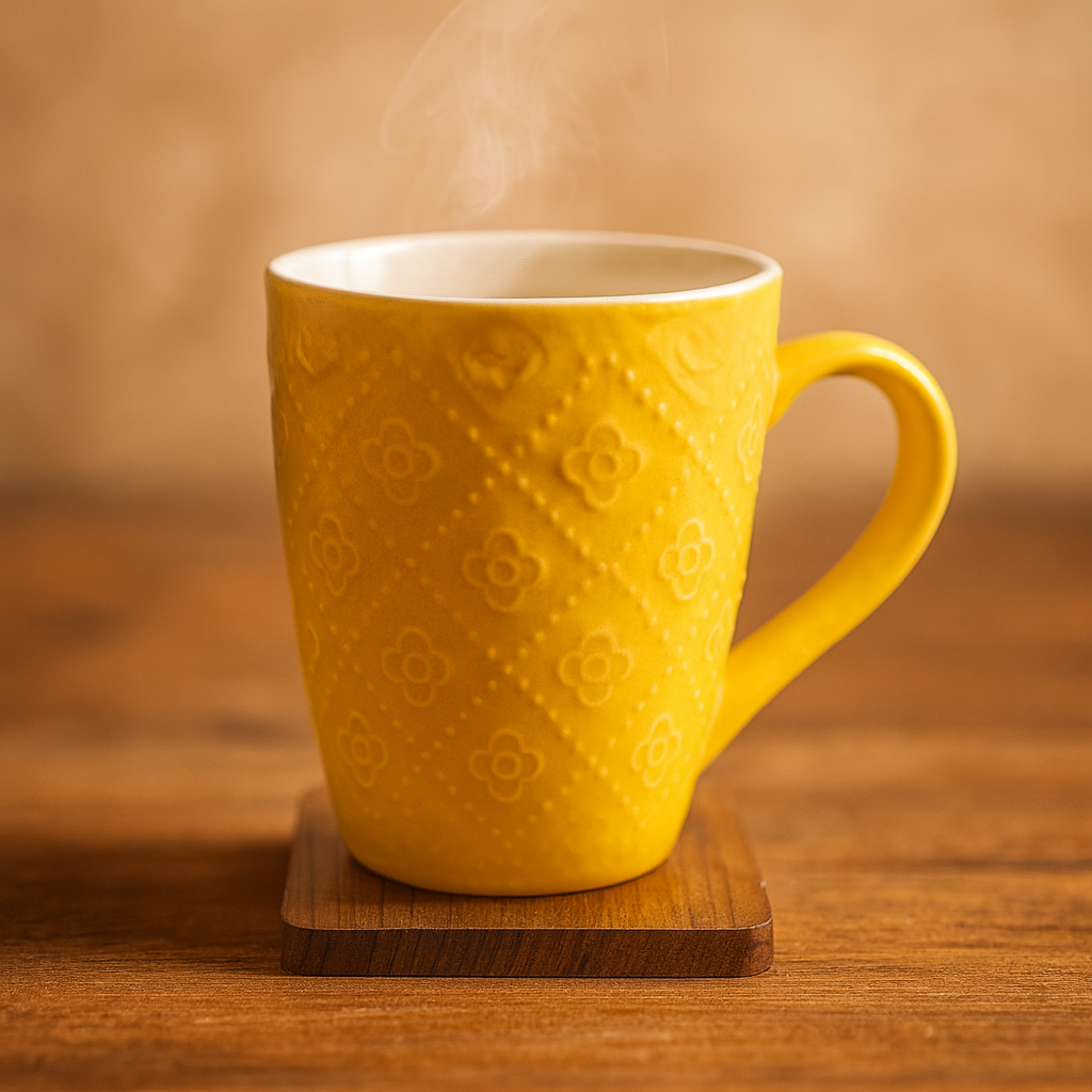 Bhokals Flower Texture Yellow Coffee Mug