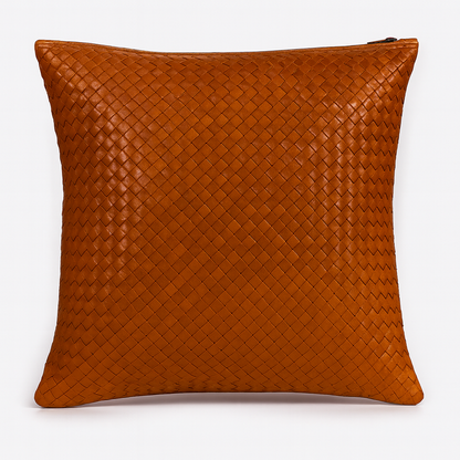 Leather Brown Weave Cushion