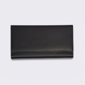 Leather Solid Black Zip Women Wallet
