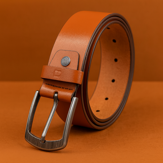 Bhokals Men Solid Tan Formal Leather Belt