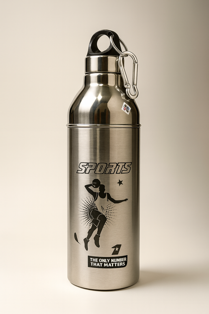 Steel King Printed Silver PU layer Steel Water Bottle