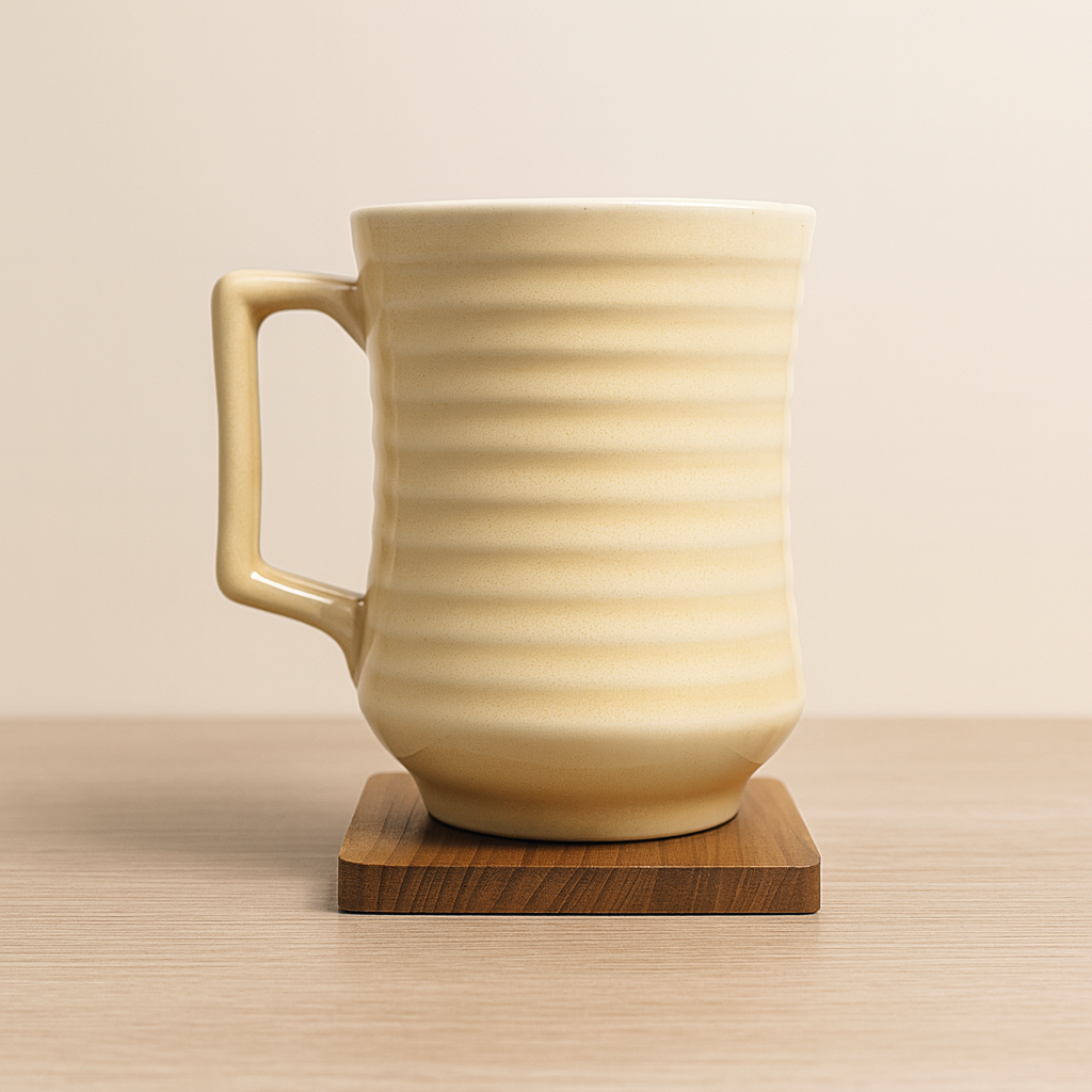 Bhokals Line Texture Pattern Cream Coffee Mug