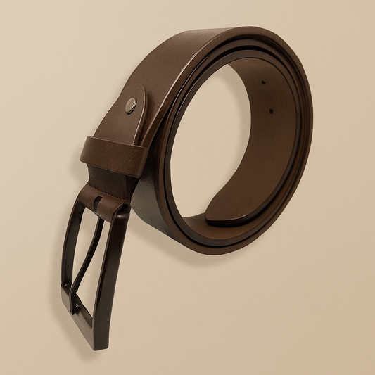 Bhokals Men Chocolate Brown Leather Belt