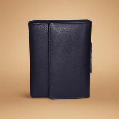 Leather Solid Black Clutch Women Wallet