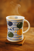 Bhokals Happy Birthday Round Blue White Coffee Mug