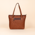 Leather Brown Weave Women Shoulder Bag