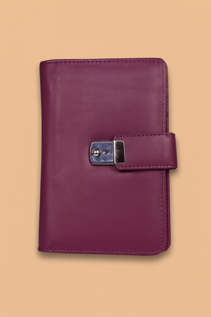 Leather Solid Purple Clip Women Wallet