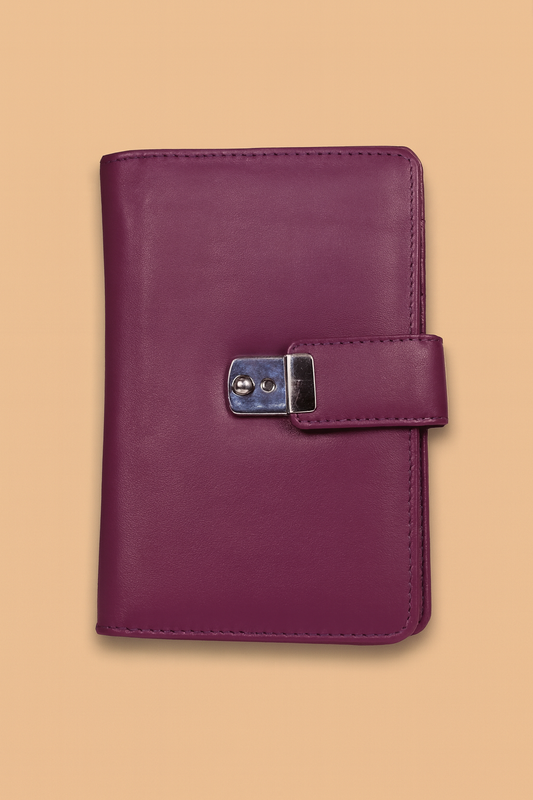Leather Solid Purple Clip Women Wallet