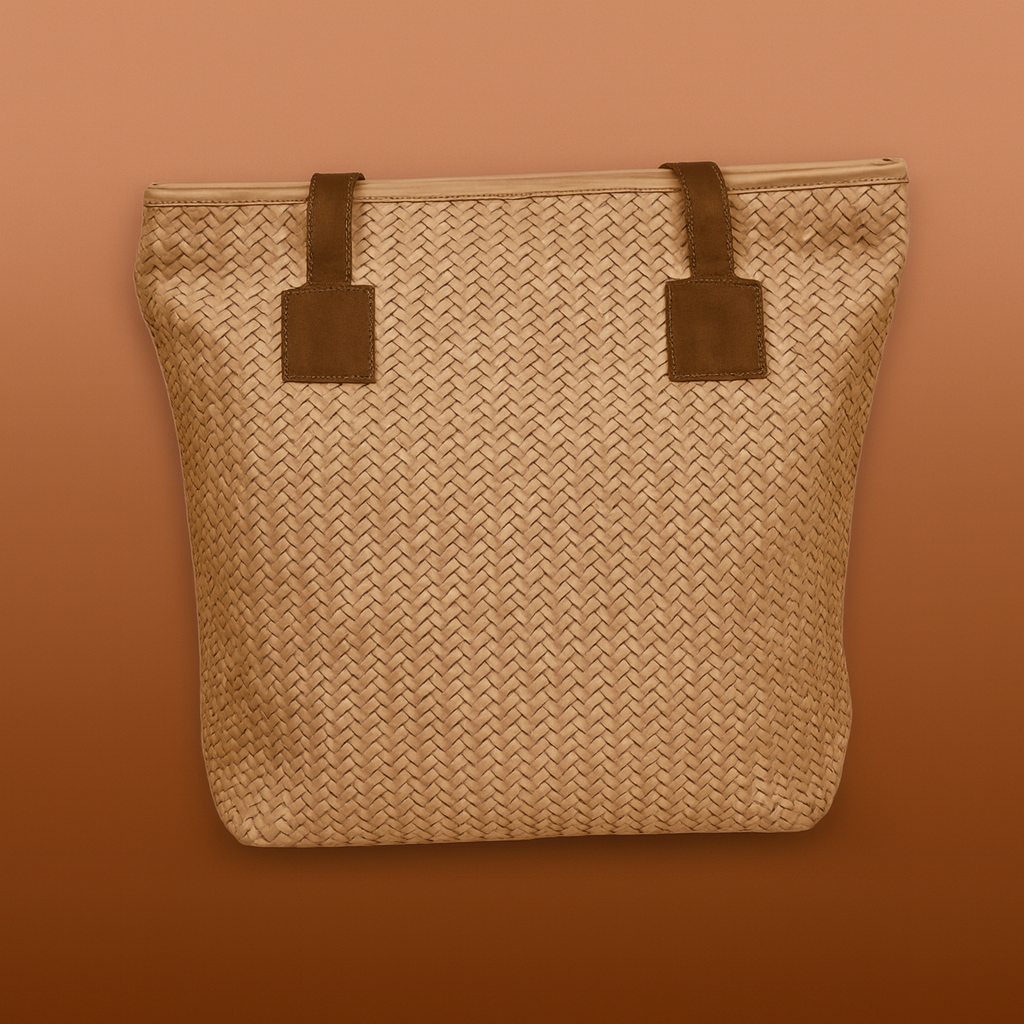 Leather Cream Weave Women Shoulder Bag