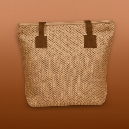 Leather Cream Weave Women Shoulder Bag