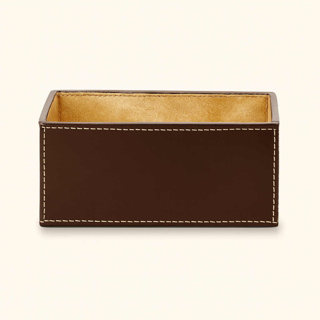 Leather Brown Big Paper Holder Tray
