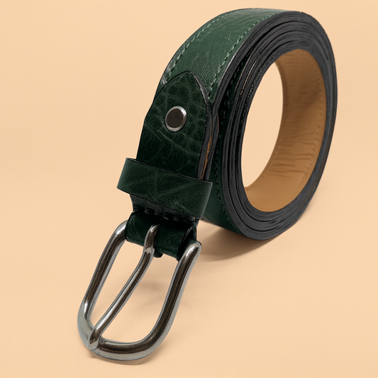 Bhokals Women Green Crocs Leather Belt
