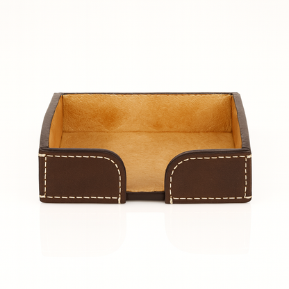 Leather Brown Small Paper Holder Tray