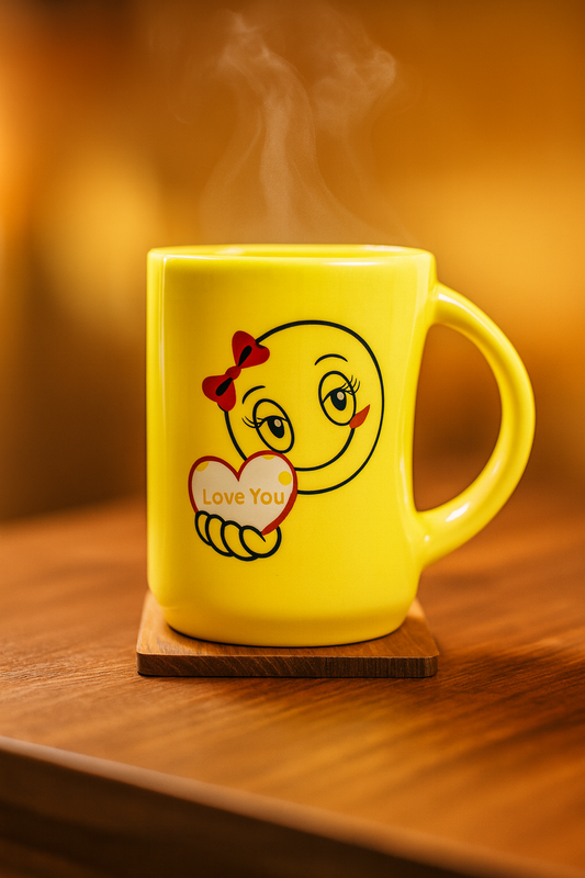 Bhokals Love Emoji Yellow Square Coffee Mug