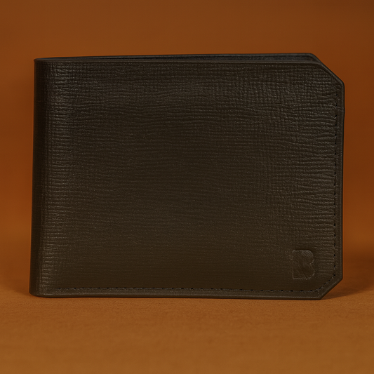 Classic Men's Leather Bifold Wallet, Black, Textured Finish, Multiple Card Slots, Slim Design