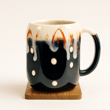 Bhokals Big Dots Print Black Coffee Mug