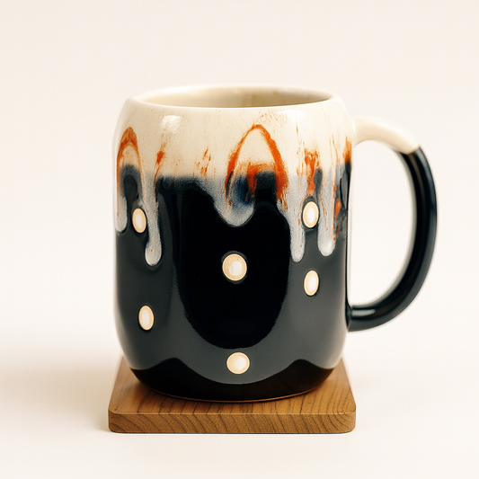 Bhokals Big Dots Print Black Coffee Mug
