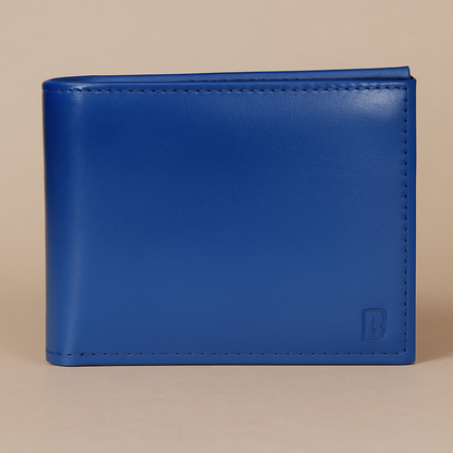 Men's Classic Leather Bifold Wallet, Navy Blue, Multiple Card Slots, Slim Design