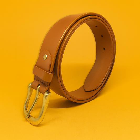 Bhokals Men Solid Tan Leather Belt