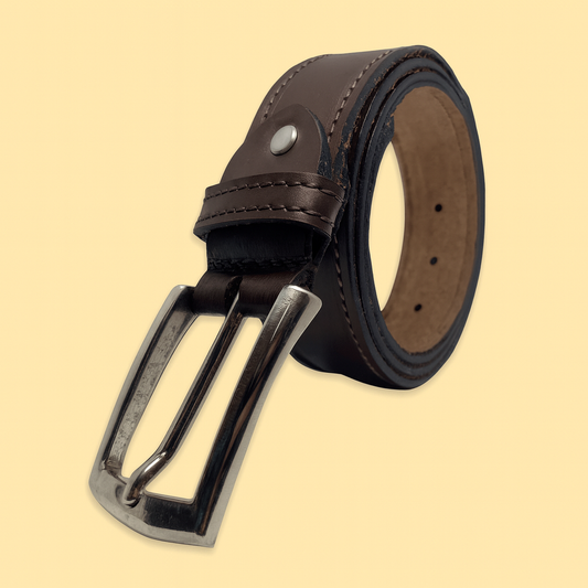 Bhokals Men Chocolate Brown Formal Leather Belt