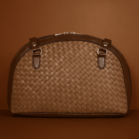 Leather Tan Weave Women Hand Bag