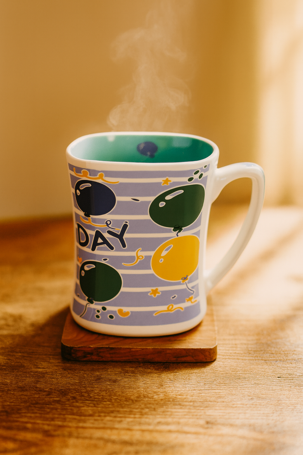 Bhokals Happy Birthday Printed Blue White Coffee Mug