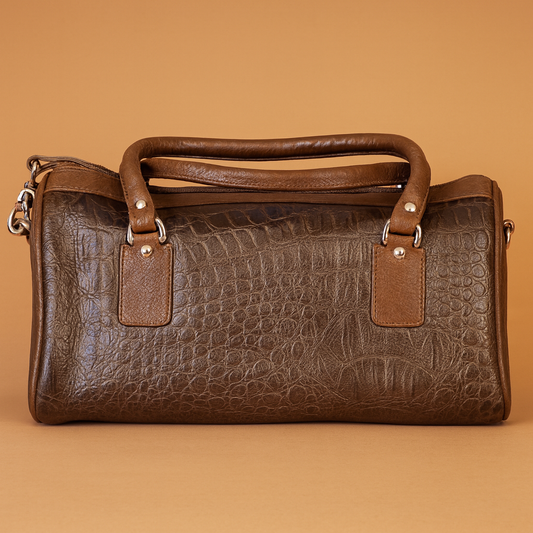 Leather Crocs Chocolate Brown Women Hand Bag