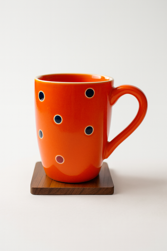 Bhokals Dots Printed Orange Yellow Coffee Mug