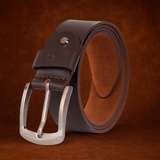 Bhokals Men Solid Brown Leather Belt