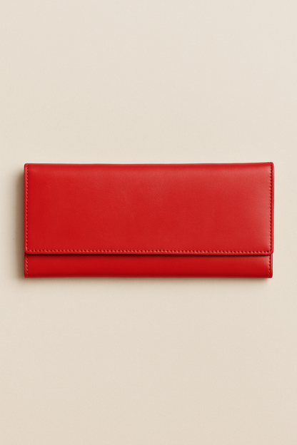 Leather Solid Red Women Wallet