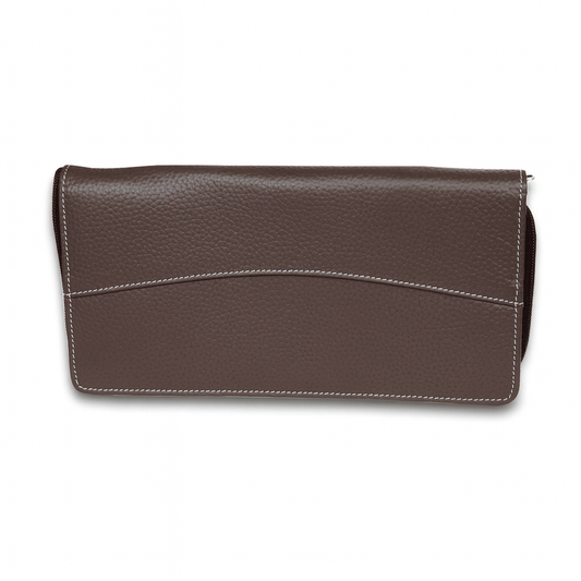 Leather Solid Brown Cheque Book Folder