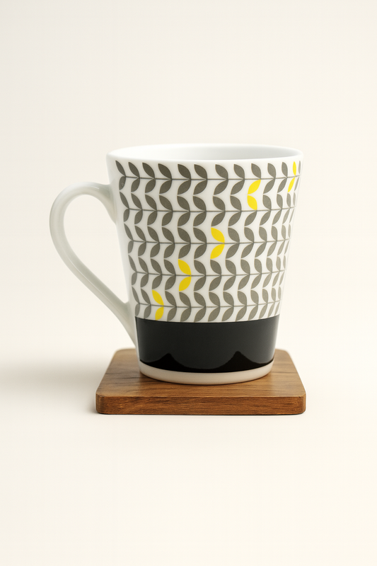 Bhokals Black Strip Texture Printed White Coffee Mug