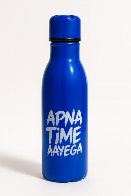 Apna Time Ayega Printed Blue Water Bottle