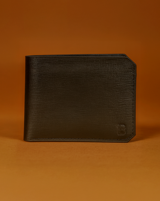 Classic Men's Leather Bifold Wallet, Black, Textured Finish, Multiple Card Slots, Slim Design