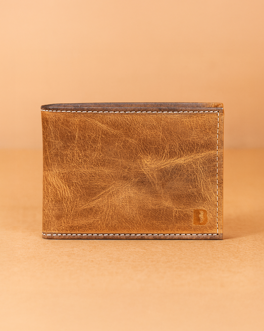 Premium Leather Trifold Wallet, Tan Brown, Genuine Leather, Multiple Card Slots, Classic Vintage Design