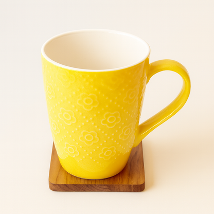 Bhokals Flower Texture Yellow Coffee Mug