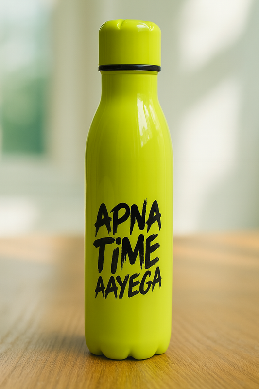 Apna Time Ayega Printed Green Water Bottle