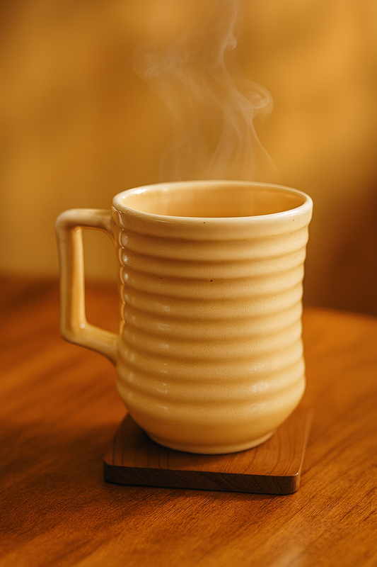 Bhokals Line Texture Pattern Cream Coffee Mug