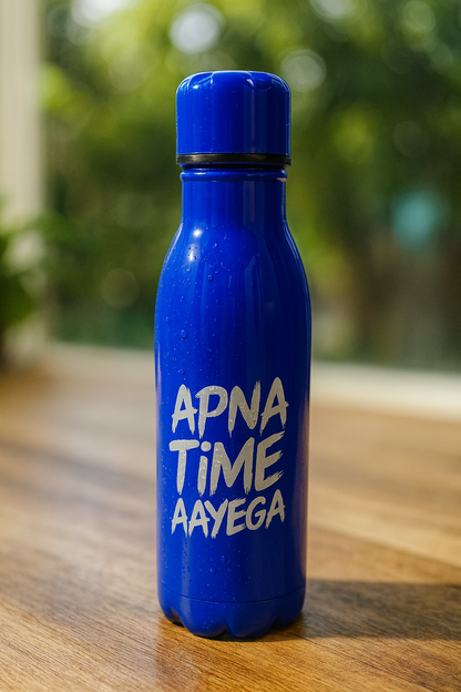 Apna Time Ayega Printed Blue Water Bottle