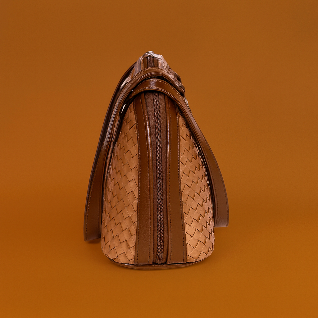 Leather Tan Weave Women Hand Bag