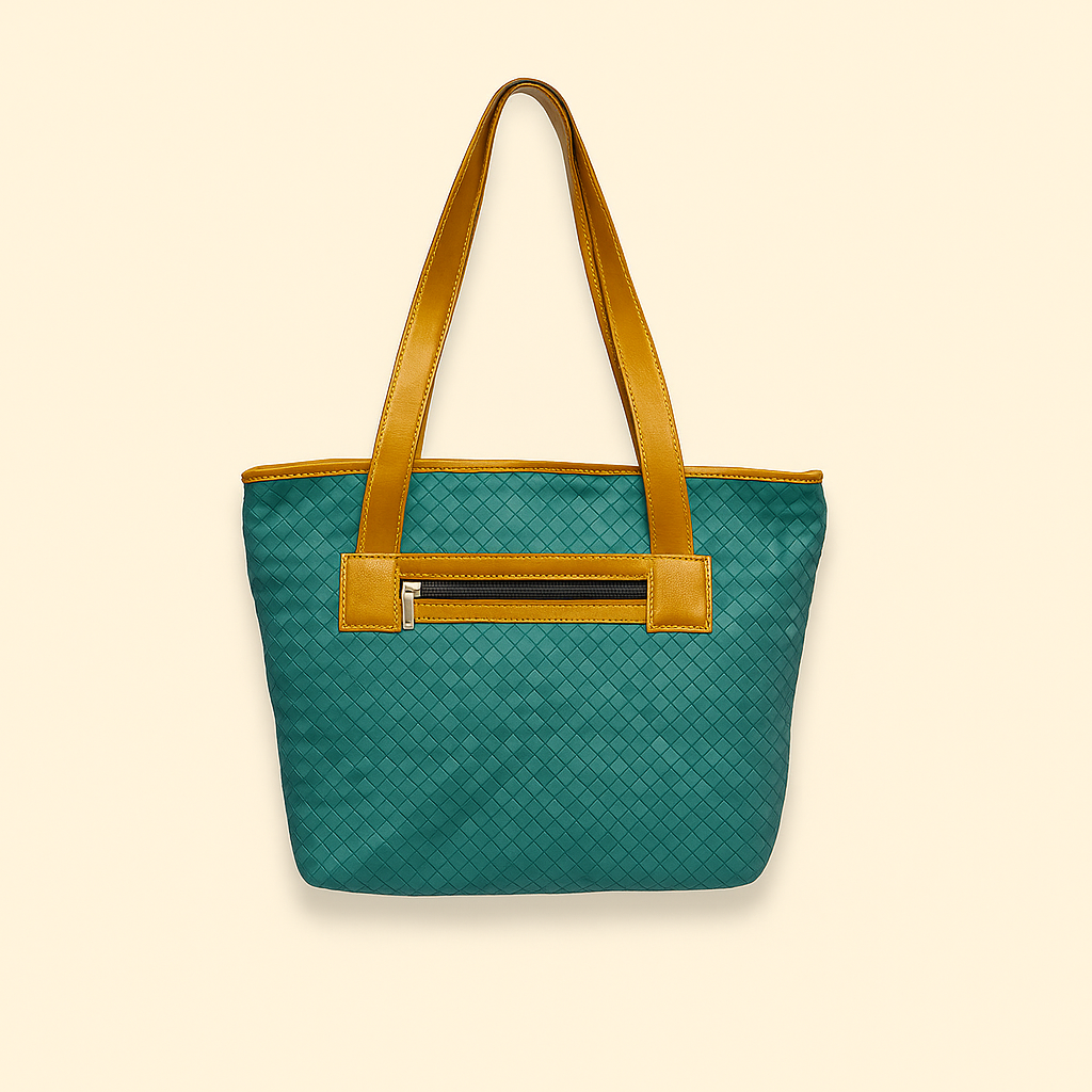 Leather Green Weave Women Shoulder Bag