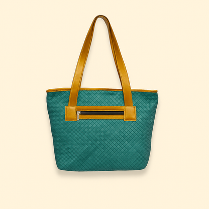 Leather Green Weave Women Shoulder Bag