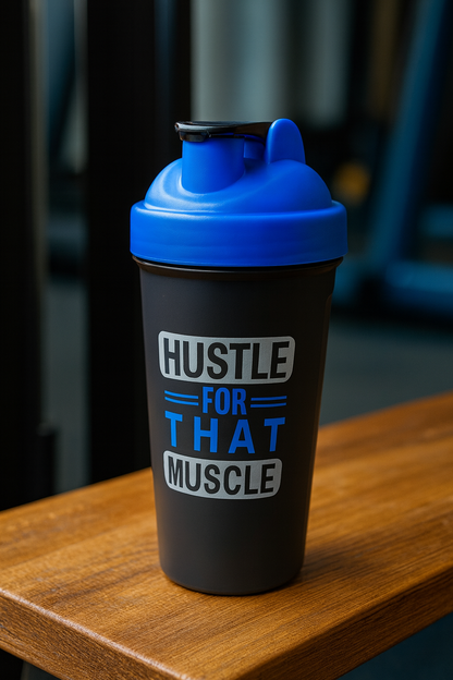 Hustle Printed Blue Black Gym Shaker