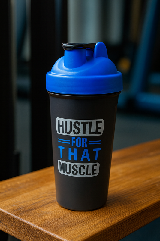 Hustle Printed Blue Black Gym Shaker