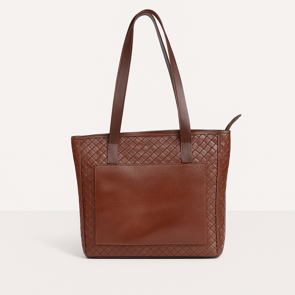 Leather Brown Weave Women Shoulder Bag