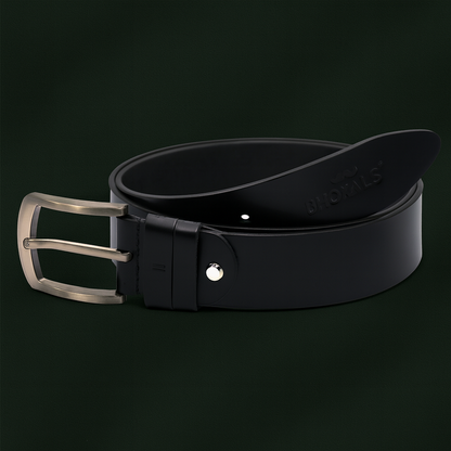 Bhokals Men Black Formal Leather Belt
