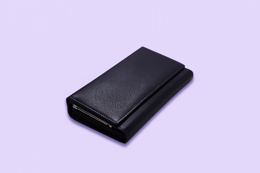 Leather Solid Black Zip Women Wallet