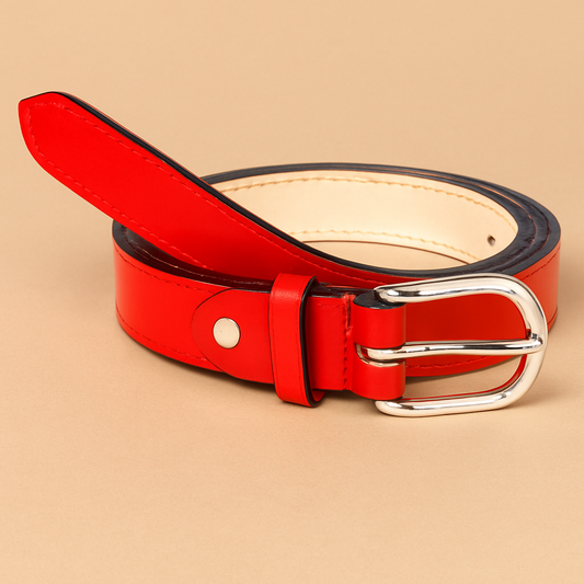 Bhokals Women Solid Red Leather Belt
