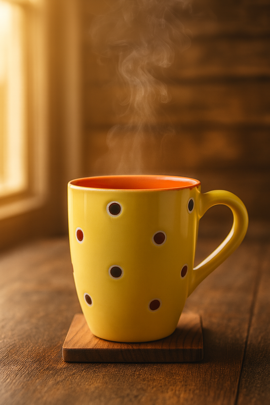 Bhokals Dots Printed Yellow Orange Coffee Mug