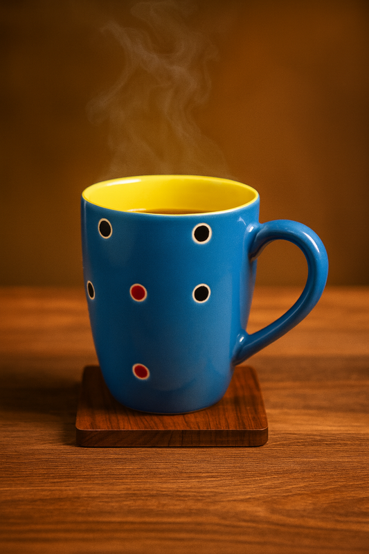 Bhokals Dots Printed Blue Yellow Coffee Mug